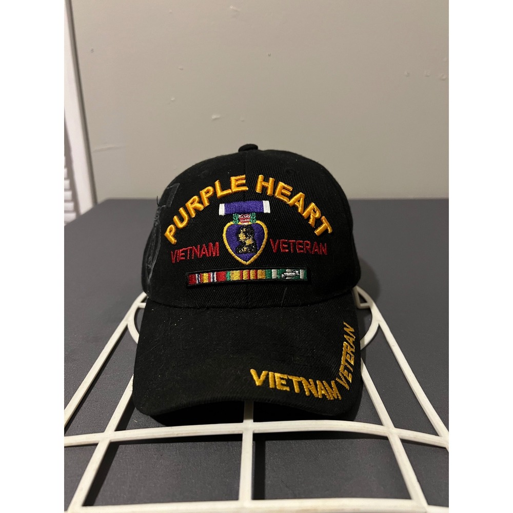 U.S.‎ Warriors Purple Heart Vietnam Veteran Hat Black Military Baseball Cap